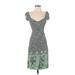 BCBGMAXAZRIA Cocktail Dress - Wrap: Green Floral Motif Dresses - Women's Size X-Small