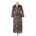 J. McLaughlin Casual Dress - Wrap: Brown Print Dresses - Women's Size X-Large