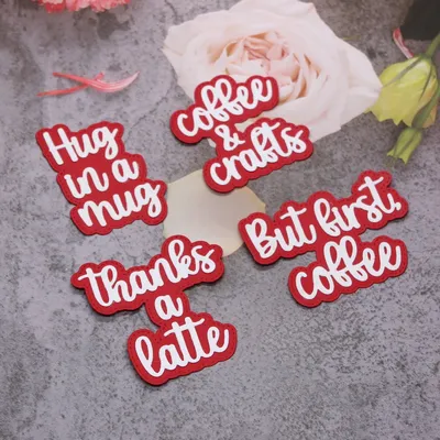 KSCRAFT Coffee Sentiment Shadow Words Metal Cutting Dies Stencils for DIY Scrapbooking Decorative
