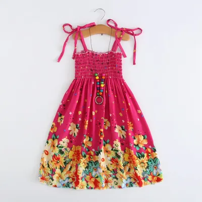 Summer Girls Floral Dress Sling Ruffles Bohemian Beach Princess Dresses for Girl Clothing 2 6 8 12