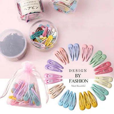 10/20/30/40 New Girls Cute Colorful Waterdrop Shape Hairpins Sweet Hair Clips Kids Barrettes Slid