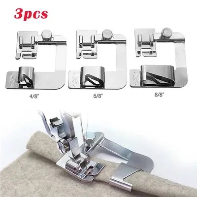 3Pcs Domestic Sewing Machine Foot Presser Rolled Hem Feet Set For Brother Singer Janome Babylock