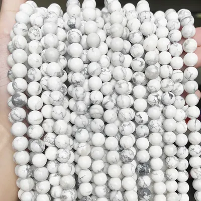 2/3/4/6/8/10/12mm Smooth Natural Howlite Stone Beads Round Loose Beads Diy Jewellery Making Bracelet