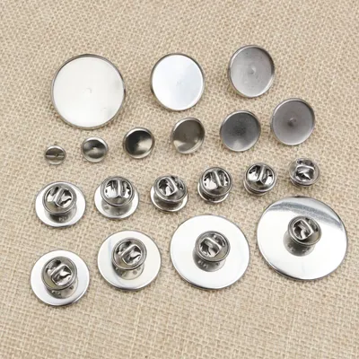 10pcs/ Lot 6/8/10/12/14/16/18/20/25mm Stainless Steel Material Brooch Style Cabochon Base Cufflink