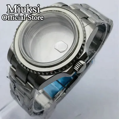 Miuksi 40mm sapphire glass silver watch case fit NH35 NH36 NH34 ETA2824 2836 PT5000 Miyota8205 8215