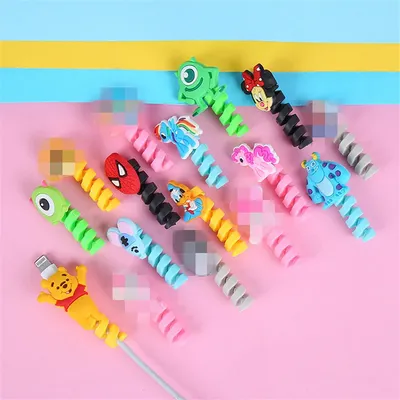 10pcs/lot Disney Spiral Cord Holder Cable Winder USB Cable Earphone Protector Charging line saver