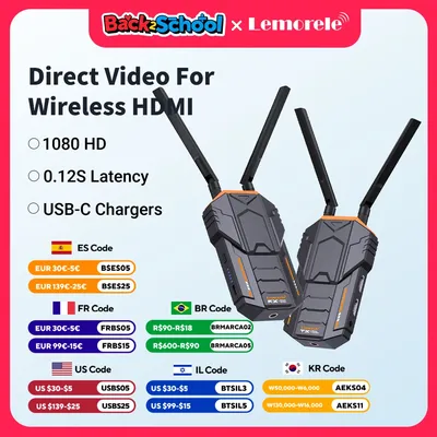Lemorele Wireless HDMI Extender Kit 200M 5.8Ghz Wireless HDMI Video Transmitter Receiver Wireless Video Adapter For Camera Lapto