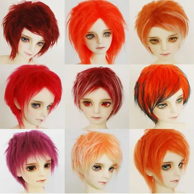 M0105 children handmade toy 1/12 1/8 1/6 1/3 1/4 uncle Doll wig BJD/SD doll props Accessories Orange red purple hair 1pcs