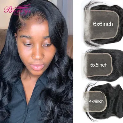 6x6 HD Lace Closure Human Hair With Baby Hair Brazilian Body Wave Virgin Human Hair 4x4 5x5