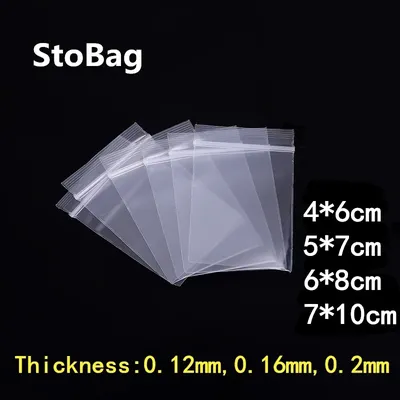 StoBag Thick Transparent Small Zipper Plastic Bag Zippered Lock Reclosable Jewelry Gift Food Package