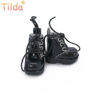 Tilda 3.2cm Doll Boots for Blythe Azone Doll Toy,1/8 Mini Lovely Leather Dots Gym Shoes for BJD