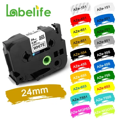 Labelife 1 Pack TZe-251 24mm TZe-151 TZe-651 TZe-354 Label Tape Compatible for Brother Labeller