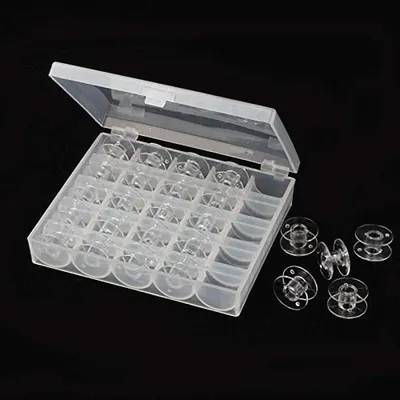 25Pcs Clear Sewing Machine Bobbins Spools Empty Bobbins Spools Plastic Storage Box For Home Sewing