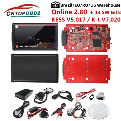 Top Online 2.80 EU Red KESS V5.017 No Token KTAG V7.020 2.25 Ktag 4 LED ECU Master Programmer Tool