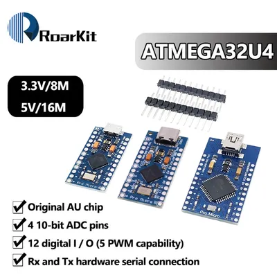 ATmega32U4 3.3V 8Mhz Pro Micro 5V 16MHz Board Module MINI/ MICRO/Type-C USB For Arduino/Leonardo