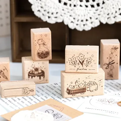 Yoofun Star River Wood Stamps Standard Rubber Kawaii Stamp Seal For DIY Scrapbooking Journal Card