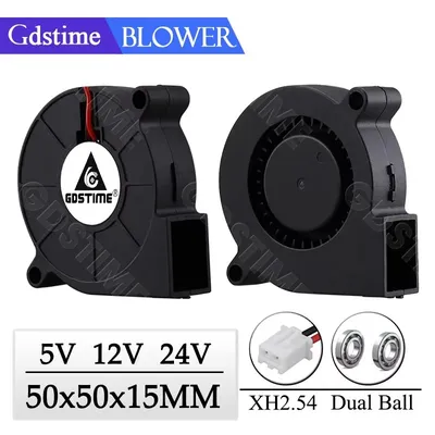 2PCS Gdstime 5V 12V 24V 5015Dual Ball Bearing 3D Printer 50x50x15mm DC Cooling Fan 50mm x 15mm Long