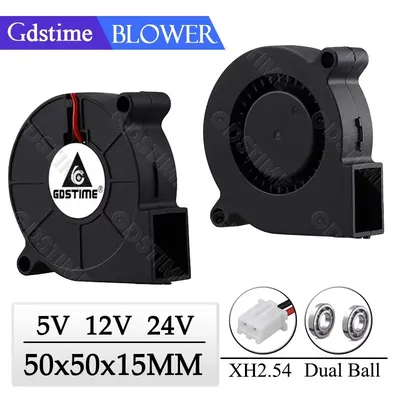 5 Pcs Gdstime DC 5V 12V 24V 5015 50mm 5cm 50mm x 15mm Two Ball Bearing Brushless Cooling 50x50x15mm 50x15mm Exhaust Blower Fan