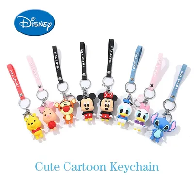 Disney Anime Cartoon Mickey Mouse Minnie Figure Keychains Donald Duck Piglet Key Chain Model Kid Toy