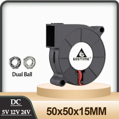 Gdstime 2PCS 5CM DC 24V 12V 5V Sleeve/Dual Ball 5015 Blower Cooler 50x15mm 2PIN&USB Centrifugal DC Cooling Turbo Fan