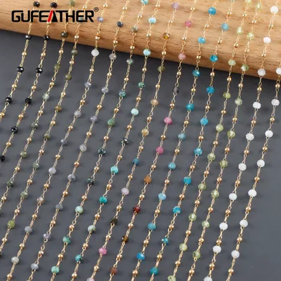 GUFEATHER C256,diy chain,stainless steel,natural gemstone,pass REACH,nickel free,jewelry making,diy