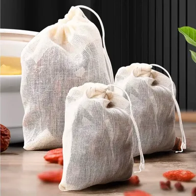 20pcs/lot Multifunctional Cotton Drawstring Strainer Reusable Chinese Medicine Filter Bag Kitchen