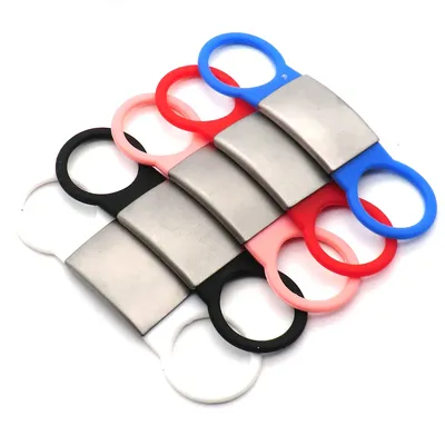 Wholesale 100Pcs Personalized Dog ID Tag Tensile Rubber Stainless Steel Tags Customized Anti-lost
