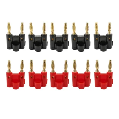 10Pcs/5Pair Double Row 4mm Banana Plug Audio Speaker Connector Twin Banana Plug Amplifier Terminal