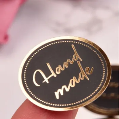 80pcs Black Round Hot Stamping 3cm Wedding Party Stationery Gift Baked Food Packaging DIY Handmade