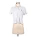 American Eagle Outfitters Short Sleeve Polo Shirt: Silver Tops - Women's Size Small