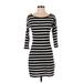 Express Casual Dress - Mini: Black Stripes Dresses - Women's Size X-Small