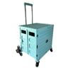 Chariot de courses 8 roues - Pliable - Plastique - Avec Couvercle - Bleu Turquoise - 70Kg