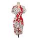 Closet Casual Dress - Shirtdress: Red Print Dresses - Women's Size 6