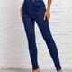 Pantalon En Denim Taille Haute Extensible Bleu Profond, Jean Skinny Classique Sexy À Poche Oblique, Jeans Et Vêtements En Denim Pour Femmes