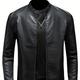 Blouson De Motard En PU De Style Rétro, Veste En Simili Cuir À Col Montant Et Fermeture Éclair Pour Hommes, Décontractée, De Couleur Unie, Pour Le Printemps Et L'automne