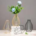 1pc Vases De Décorations Simples Modernes, Vase Creux De Luxe De Lumière Nordique, Vase De Fleur En Verre Géométrique En Fer Forgé Pour La Salle D'étude De Chambre À Coucher De Bureau