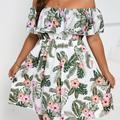 Robe De Vacances Grande Taille, Robe À Volants Avec Imprimé Tropical Pour Femme