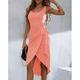 Robe en maille Robe Débardeur Femme Robe mi-longue Ruché Cordon Vacances Vêtement de rue Col en U Sans Manches Standard Orange S M L XL XXL