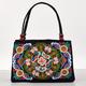 Stylish Floral Embroidered Handbag, Trendy Zipper Canvas Bag, Purses de mode pour femmes