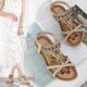 sandales d'été pour femmes gladiateur romain chaussures plates à enfiler chaussures plates élastiques mignonnes sandales de plage pour femmes noir bleu marron jolie bride à la cheville élastique
