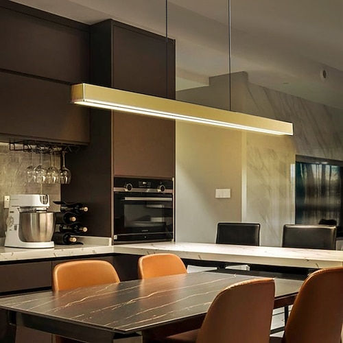 LED-Pendelleuchte, linear, dimmbar, Aluminiumlegierung, schwarz, 31,2 Zoll, Büro, Esszimmer, Kronleuchter, einstellbar, 110–220 V, inklusive Glühbirne Image