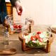 Assiette À Fruits En Verre À Base De Bambou Et De Bois Simple, Assiette À Collation Pour Le Salon, Bol À Fruits Pour La Maison, Bol À Salade, Bol Pour Buffet De Restaurant 1 Ensemble