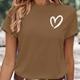 T-Shirt polyvalent à motif de cœur, T-Shirt décontracté extensible à manches courtes et col rond, hauts graphiques pour femmes de la saint-valentin