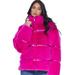 Blue Revival Mob Wife UnReal Leather Fur Jacket In Hot Pink - Pink