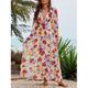 Femme Robe casual Robe Trapèze robe boheme Floral Imprimer col bénitier robe longue mode Bohème du quotidien Vacances manche longue Eté Printemps