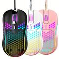 Souris De Jeu Filaire Légère À LED Conception En Nid D'abeille 7200dpi Souris De Jeu Optique Ergonomique À 6 Boutons