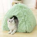 Cat Bed Cave Chauffé Pour Chats D'intérieur, Mignon Auto-chauffant Couvert Fluffy Donut Lit Pour Animaux De Compagnie Calmant Rond Lavable Pour Chats D'intérieur Cave, Lit De Chaton Chaud Fermé