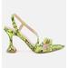 London Rag Cherry Tart Snake Print Spool Heel Sandals - Green - US 5