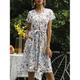 Femme Robe casual Robe Évasée Robe Trapèze Floral Graphic nouer devant Bouton Col V robe longue Elégant Bohême Mariage Soirée Manche Courte Eté