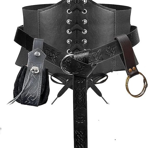 Punk Gothic Mittelalterlich Steampunk Taillengürtel Wikinger Tempelritter Kostüm Herren Damen Unisex Keltisch Seeräuber Fantasie Halloween Karneval Maskerade Leistung Party LARP Erwachsene Korsett Image